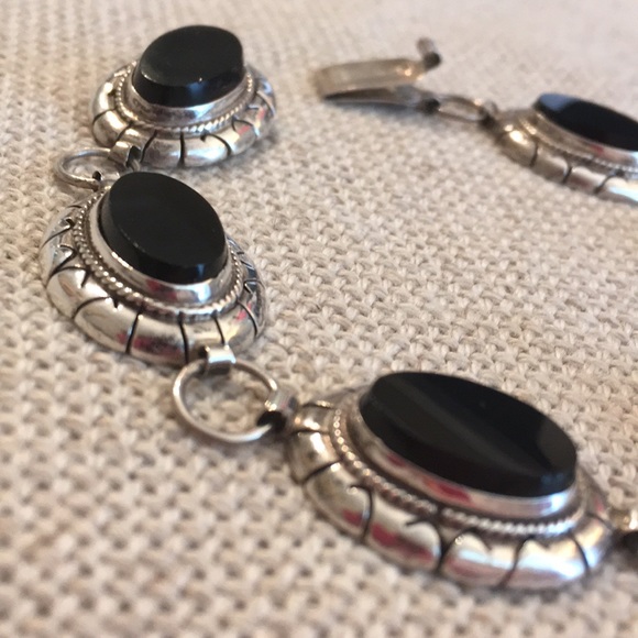 Vintage Sterling Black Silver Oval Bracelet N.C.V. - Picture 6 of 16